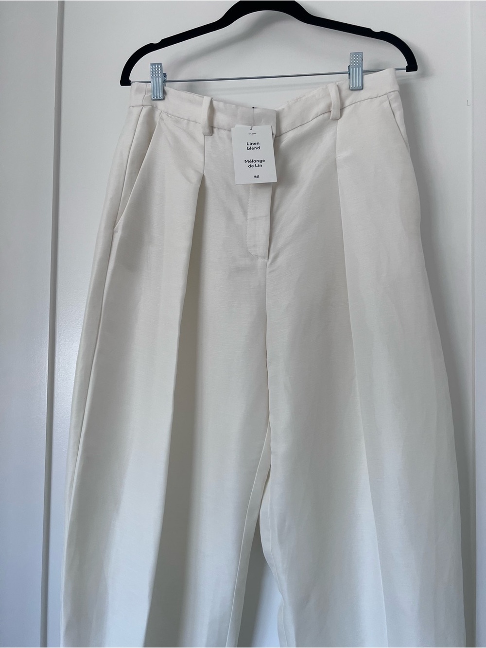 NWT H&M Wide-Leg Linen blend Cream Trousers - Picture 6 of 7